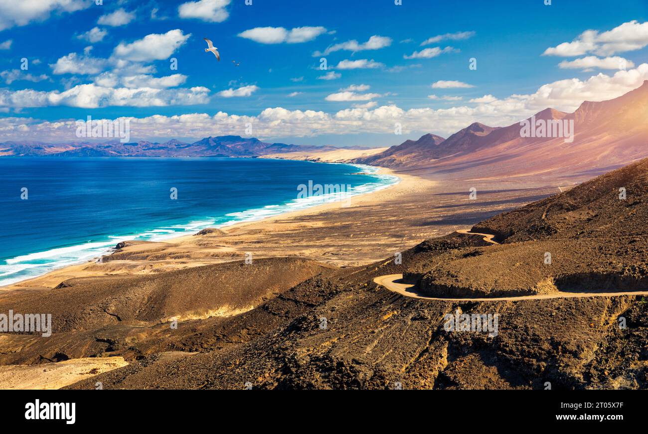 Amazing Cofete Beach With Endless Horizon Volcanic Hills In The amazing-cofete-beach-with-endless-horizon-volcanic-hills-in-the