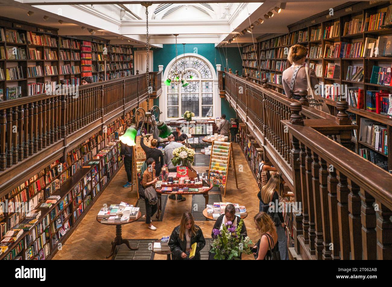 Interior of Daunt Books in Marylebone. A popular and unusual independent book shop. Stock Photo