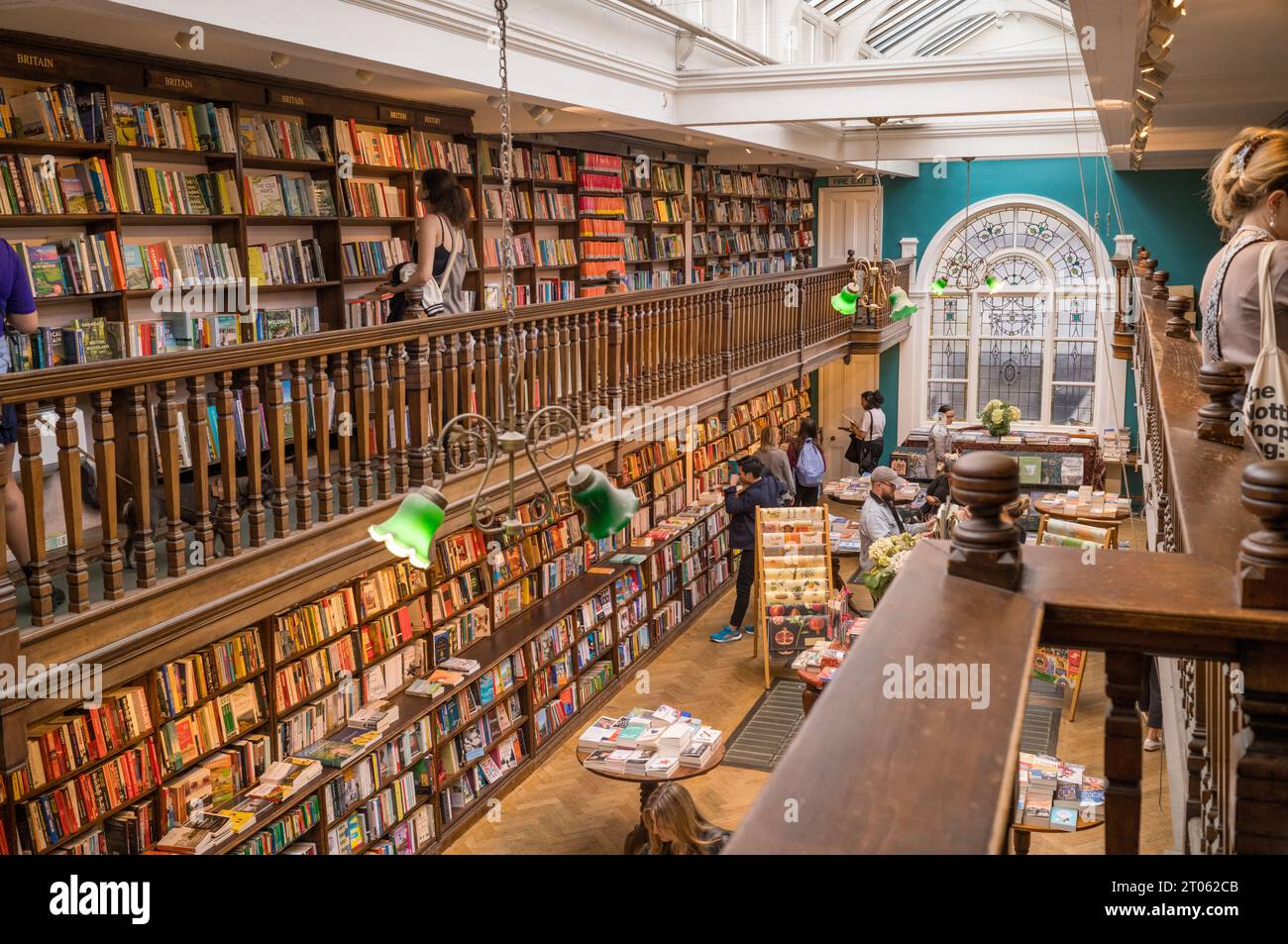 Interior of Daunt Books in Marylebone. A popular and unusual independent book shop. Stock Photo