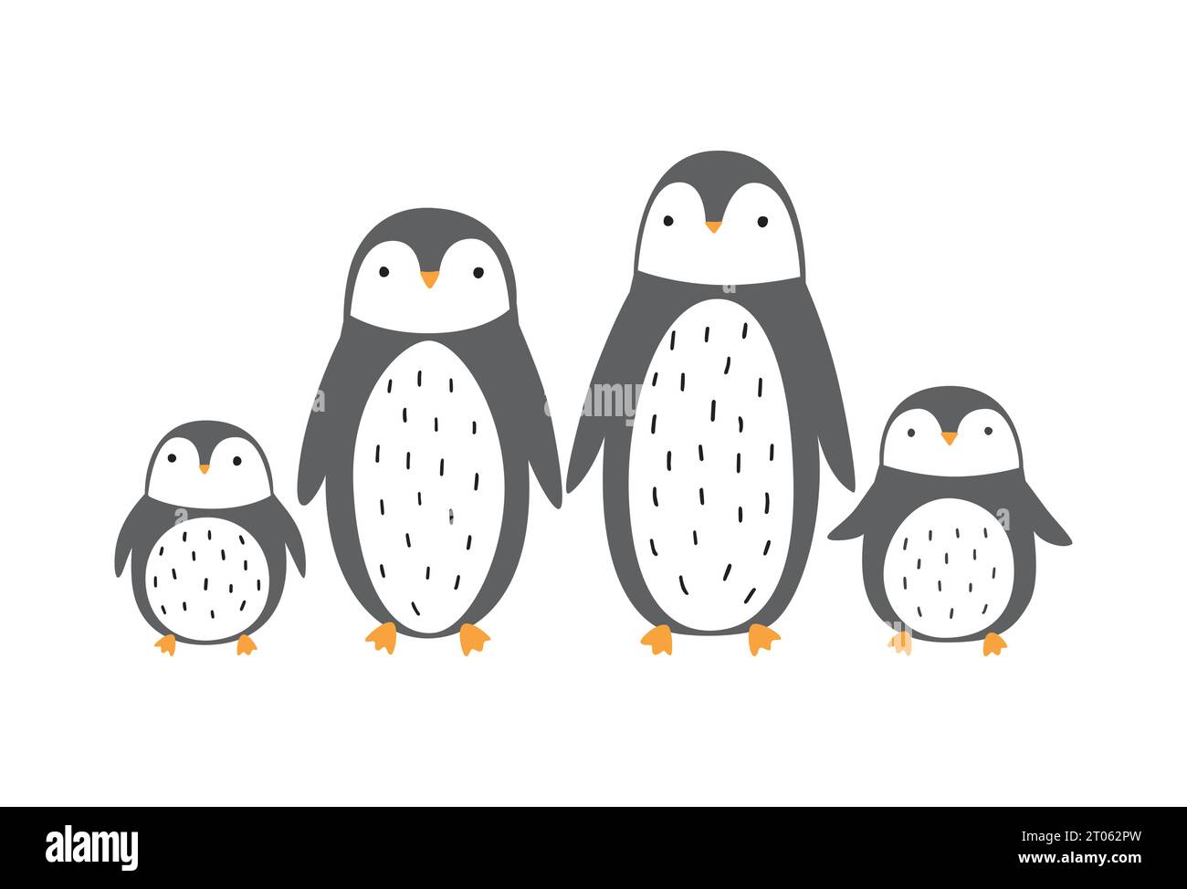 Vector illustration of cute penguin family isolated on white Stock