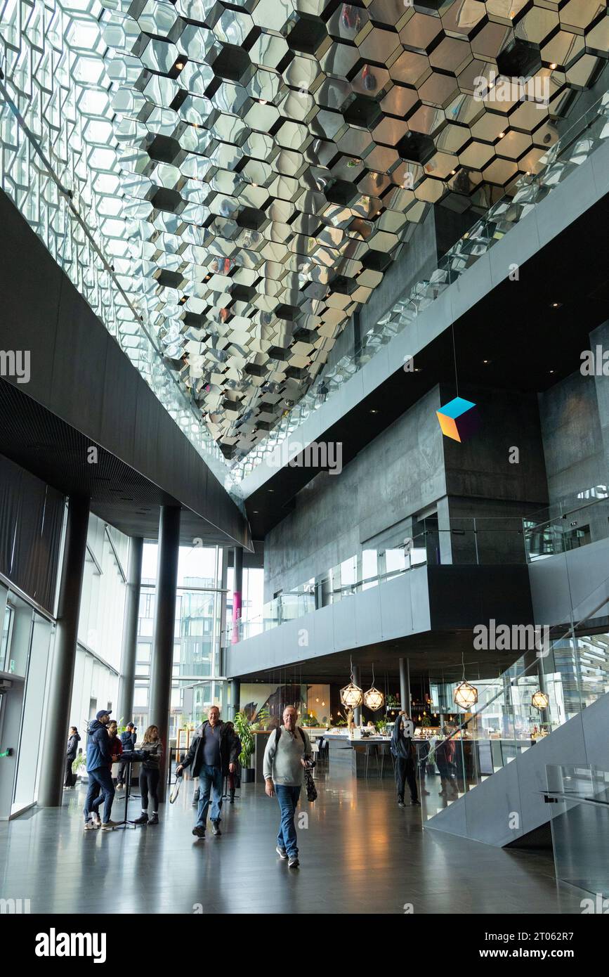 Modern architecture Reyjavik Iceland; The Harpa Concert Hall and Conference centre, interior, opened 2011; Stock Photo