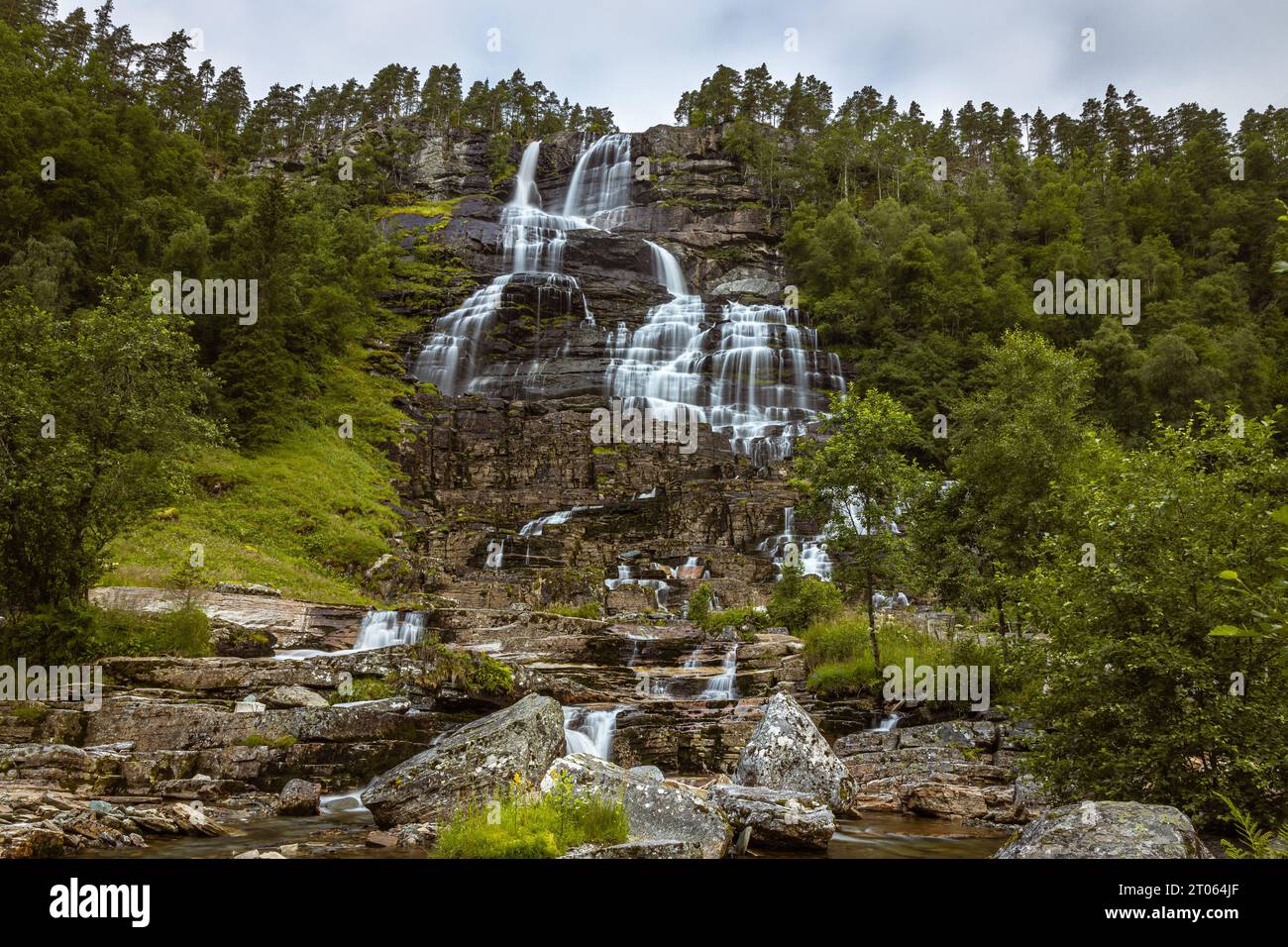 Tvindefossen Waterfall, Norway Stock Photo