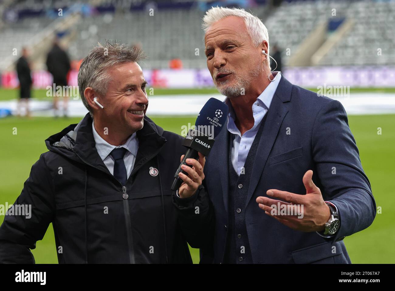 David Ginola former French football gives an interview ahead of the