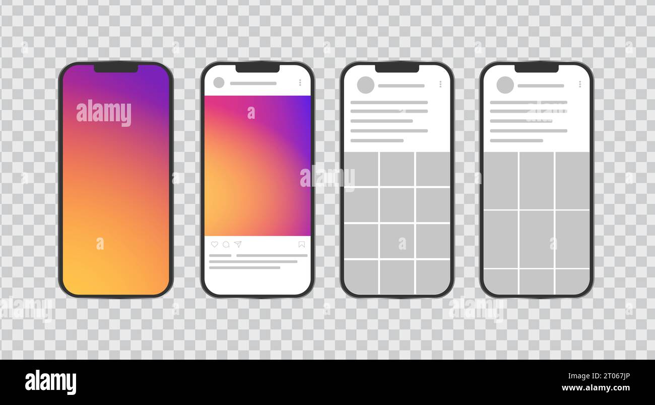Smartphone mock up with carousel interface post on social network