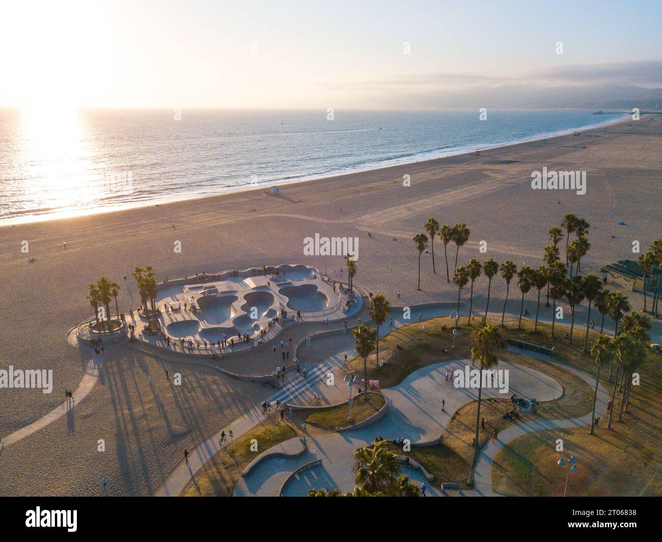 Aerial photos of the Venice Beach Skate Park taken with a drone during ...