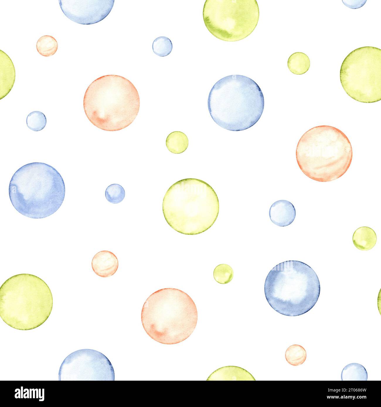 Abstract seamless polka dot pattern. Circle in soft pastel colors. Creative minimalist style. Bright splashes, bubbles, round doodle spots Stock Photo