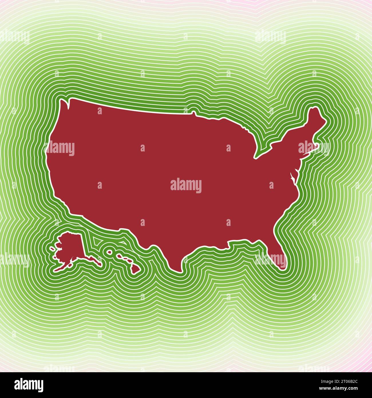 USA map icon. Country shape on radiant striped gradient background. USA ...