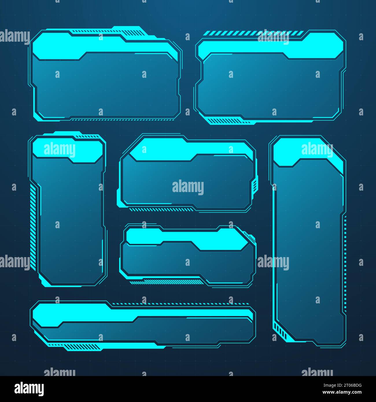 Blue futuristic HUD or UI elements. Sci-fi user interface text boxes ...