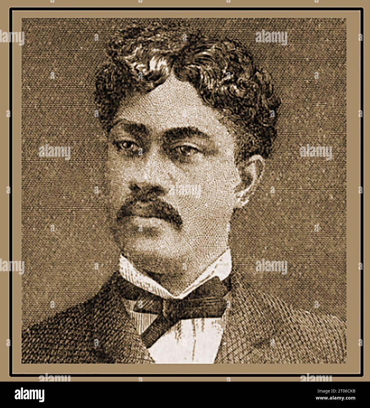 1888 portrait of LELIOHOKU brother of King KALAKAUA of Hawaii. Fully named Prince William Pitt Leleiohoku II (1854–1877). He was a poet and composer of many Hawaiian mele songs Stock Photo