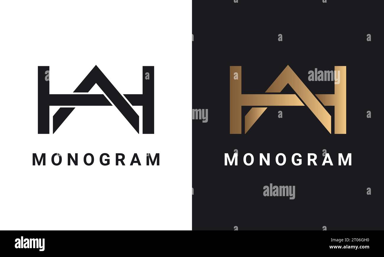 Luxury Initial HA or AH Monogram Text Letter Logo Design Stock Vector ...