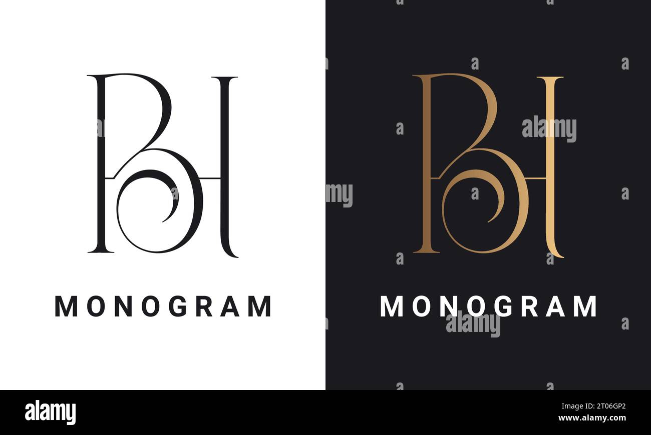 Luxury Initial HB or HB Monogram Text Letter Logo Design Stock Vector