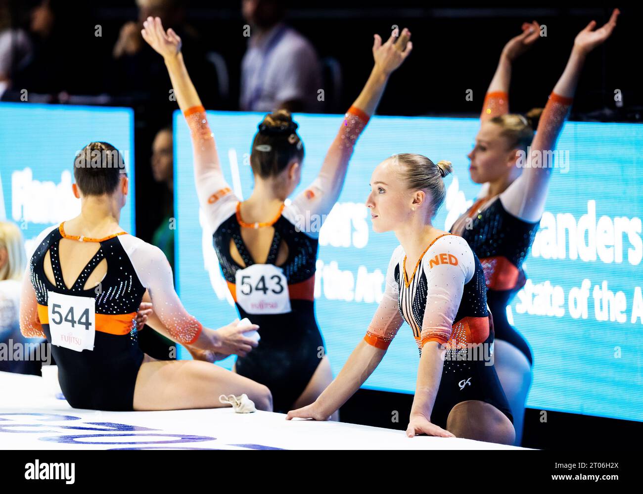 ANTWERP Gymnast Sanne Wevers and teammates in action during the team