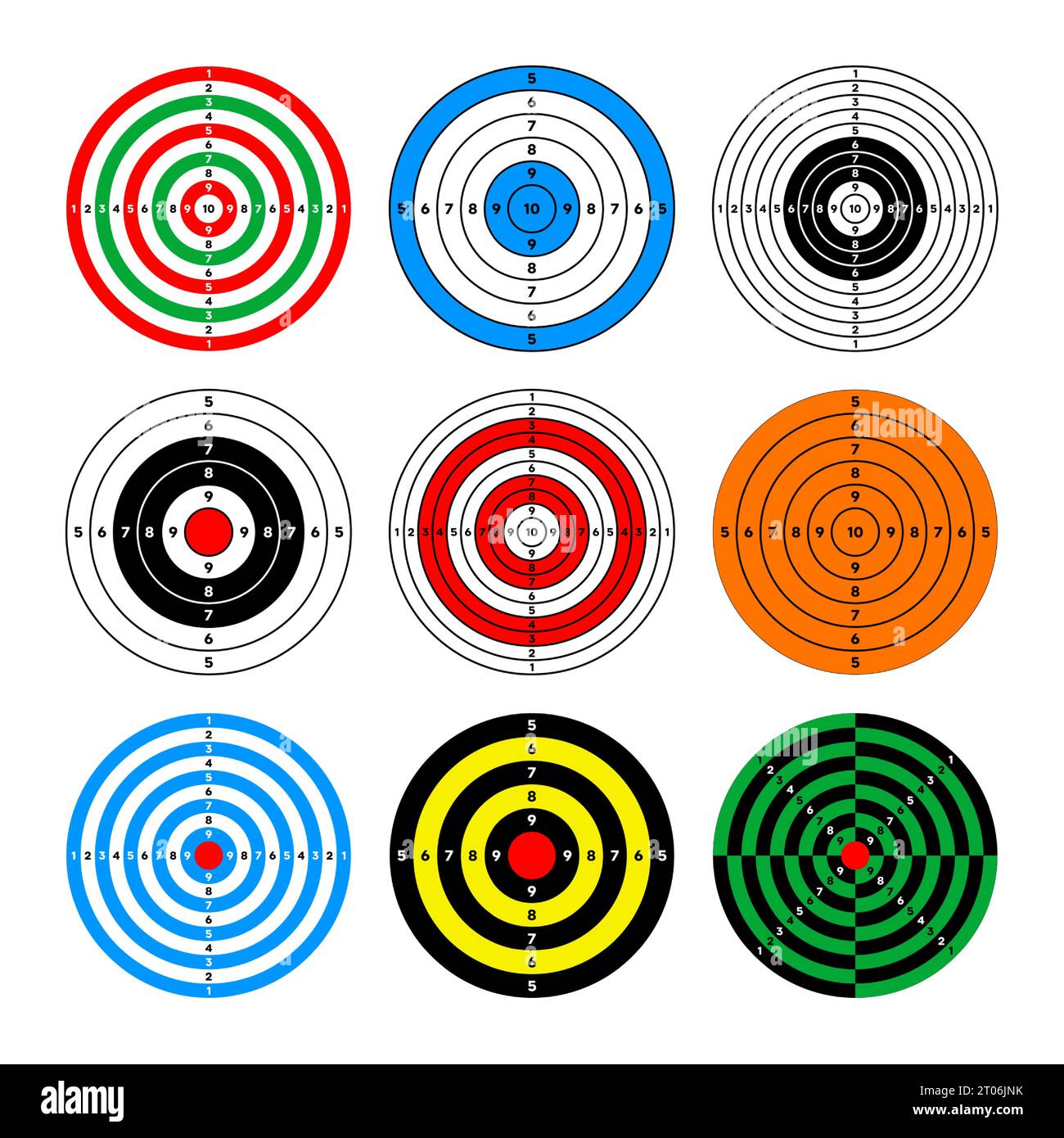 Shooting range paper targets. Round target with divisions, marks and