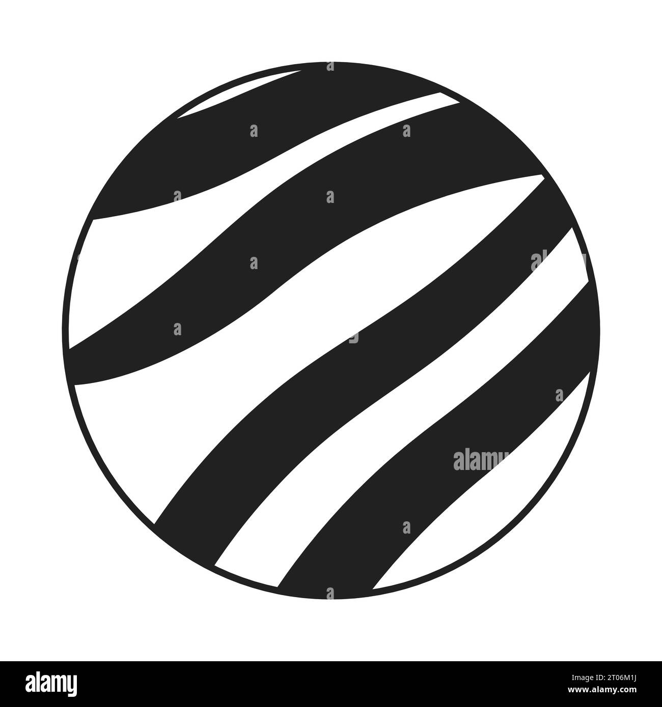 Striped planet sphere black and white 2D cartoon object Stock Vector ...