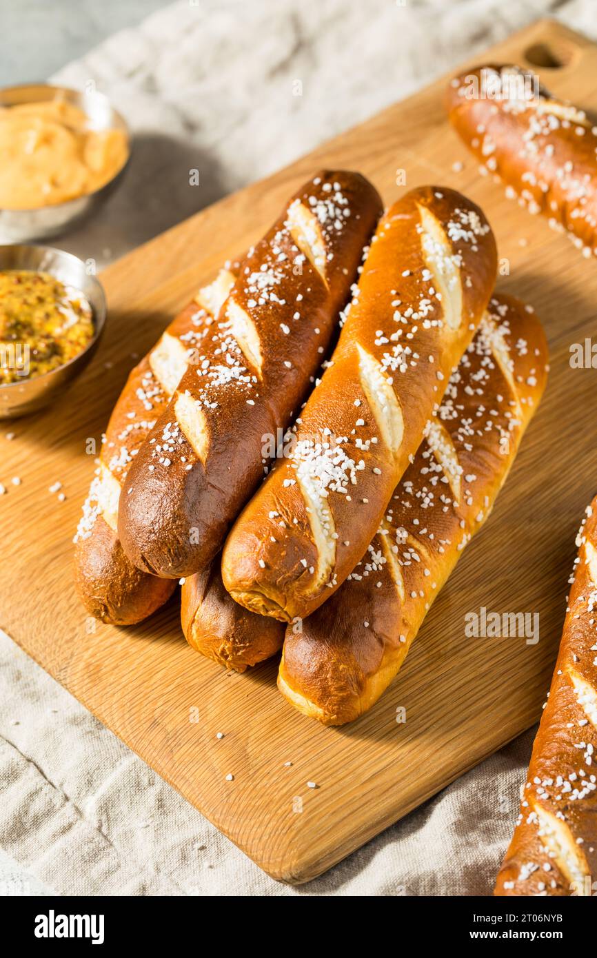 Homemade Soft Pretzel Bread Sticks with Salt Stock Photo Alamy