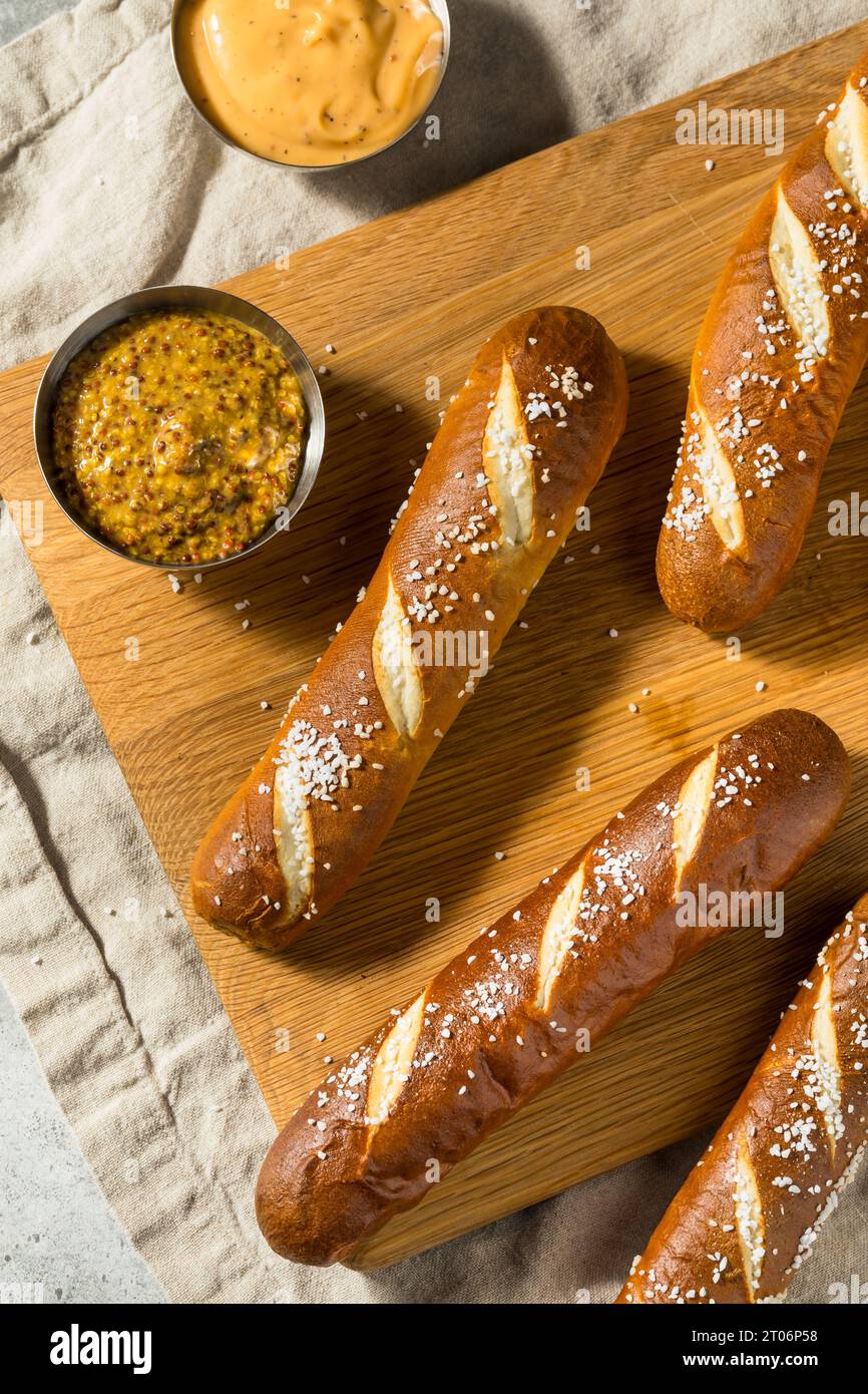 Homemade Soft Pretzel Bread Sticks with Salt Stock Photo Alamy