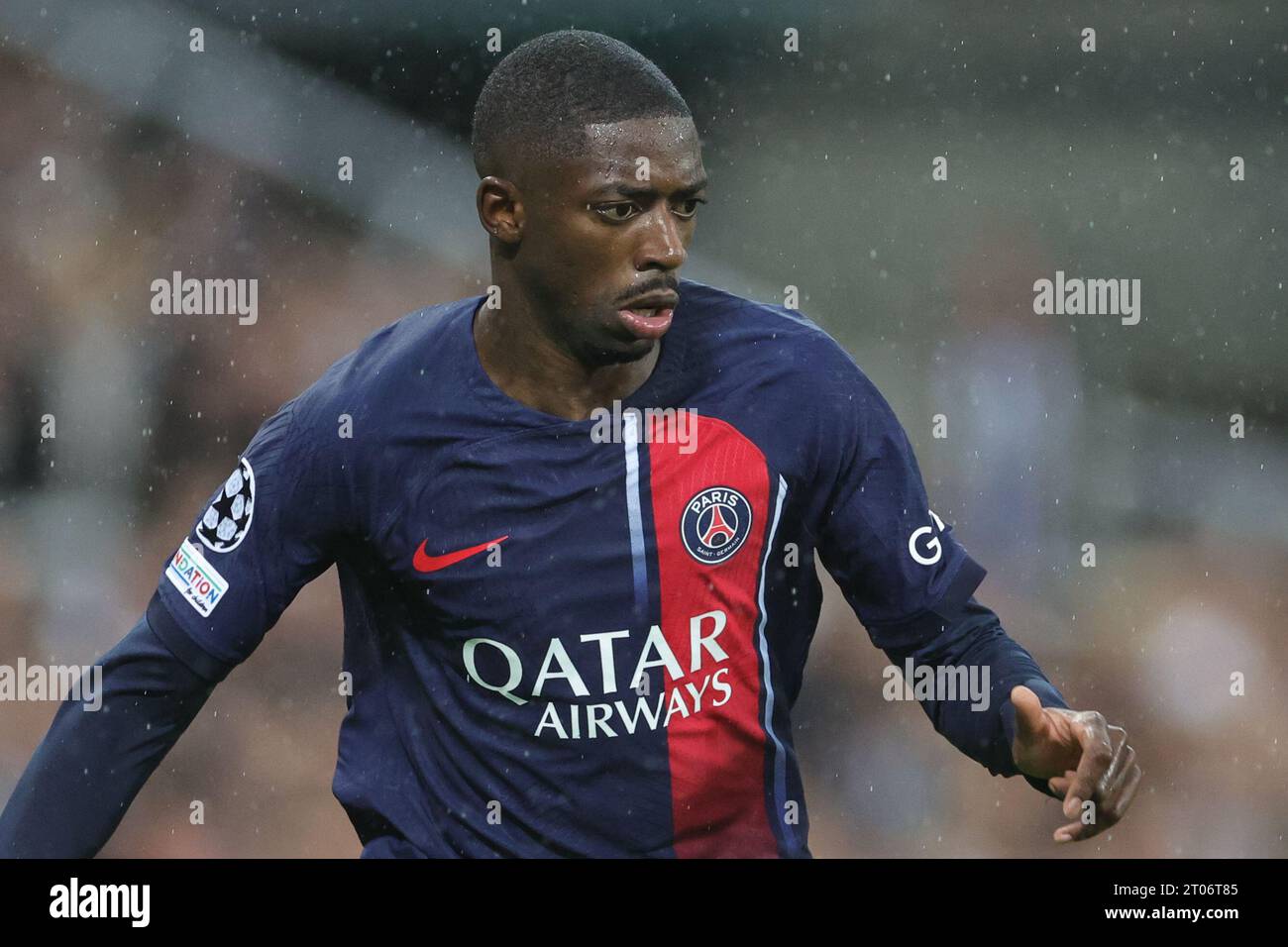 Ousmane Dembélé #10 of Paris Saint-Germain in action during the UEFA Champions League match Newcastle United vs Paris Saint-Germain at St. James's Park, Newcastle, United Kingdom, 4th October 2023  (Photo by Mark Cosgrove/News Images) Stock Photo