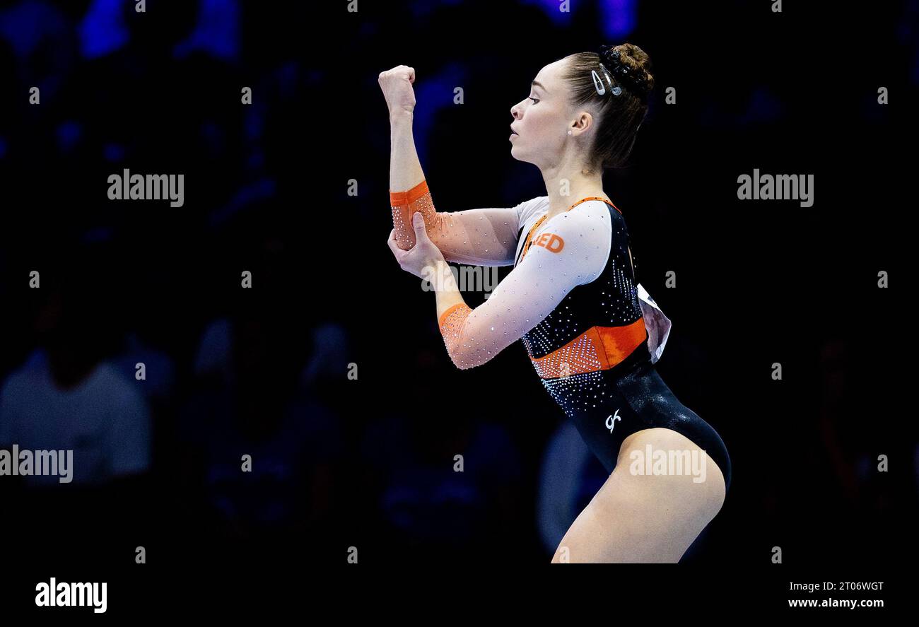 ANTWERP Gymnast Eythora Thorsdottir in action during the team final