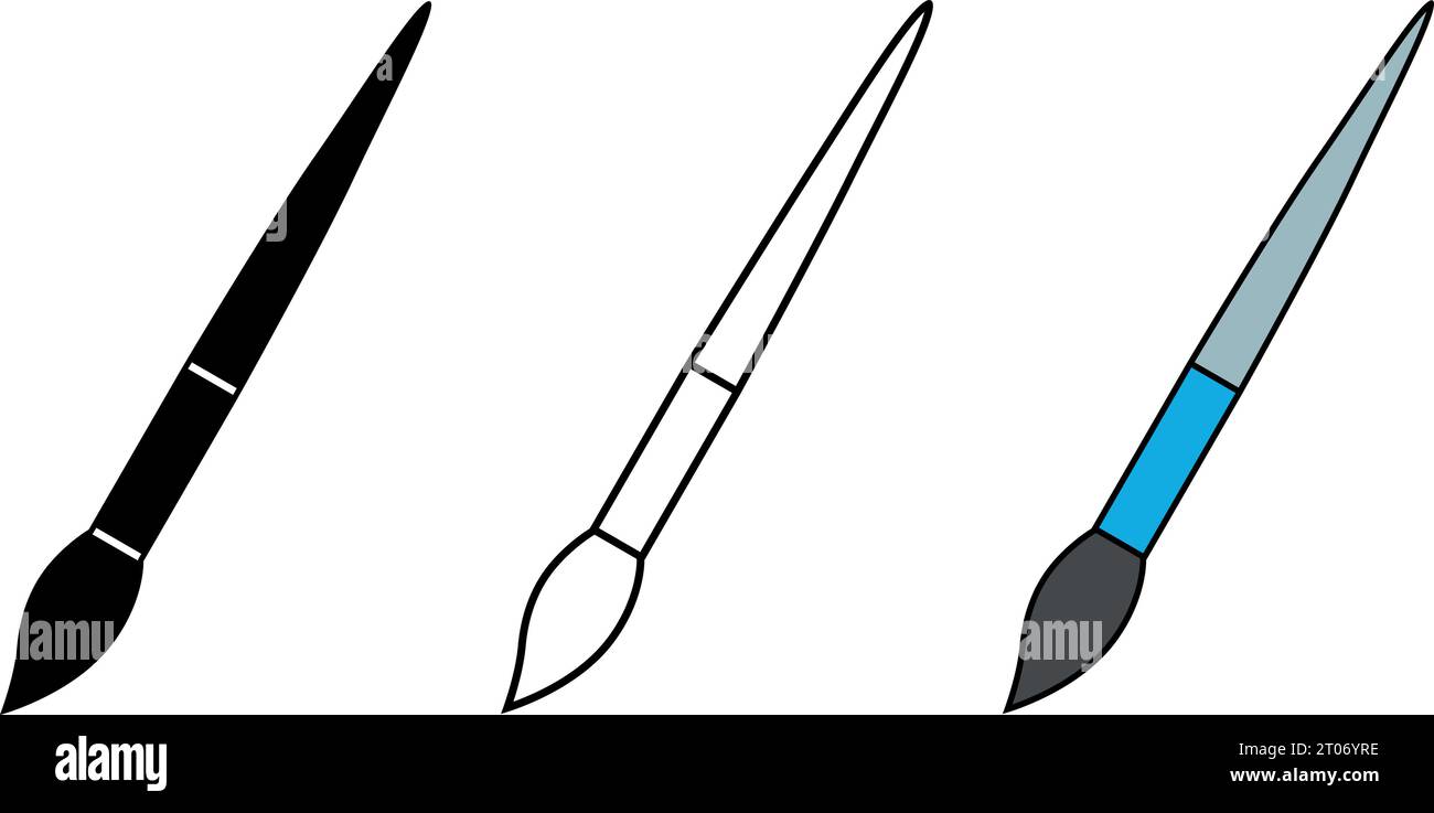 Paint brush symbol and art equipment vector illustration icon set Stock