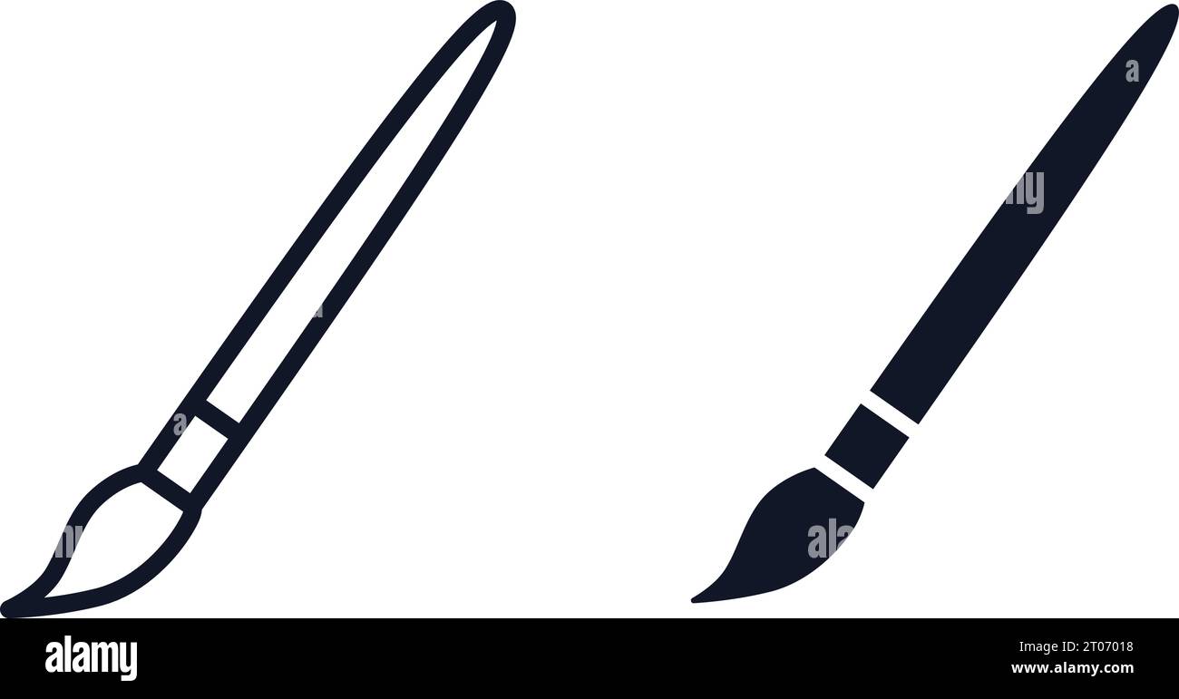 Paint brush symbol art equipment vector illustration icon set Stock ...