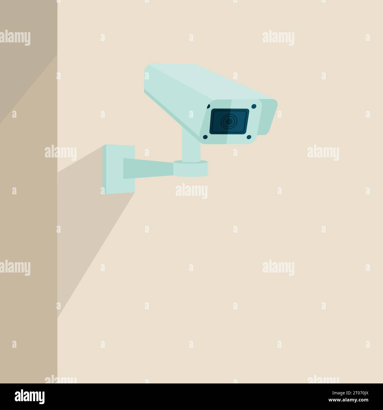Security camera on the wall video surveillance equipment technology background vector illustration Stock Vector