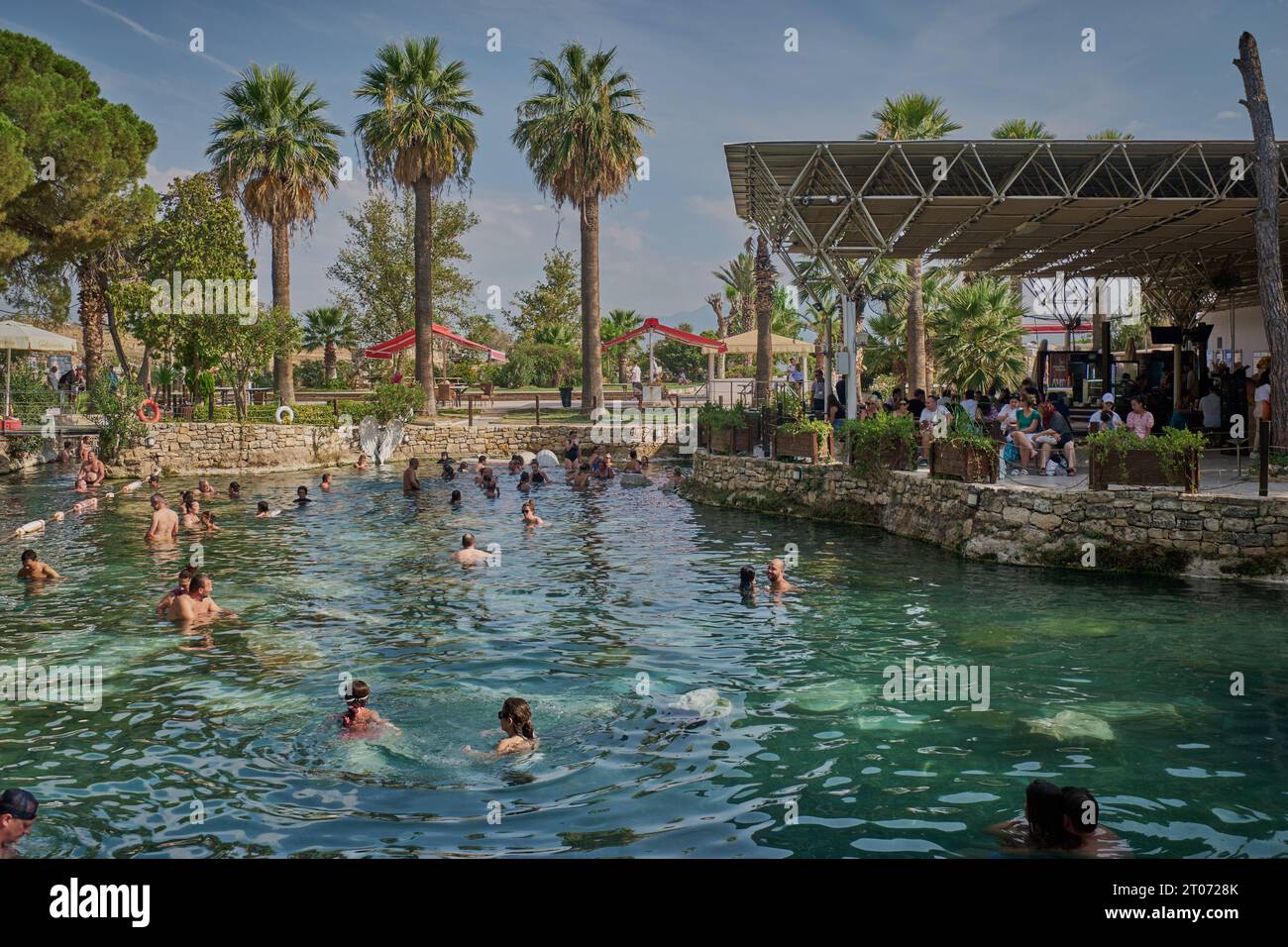 Cleopatra Antique Pools Also known as  Pamukkale Antique Pool, it is a UNESCO World Heritage site  located in the ancient city of Hierapolis Stock Photo