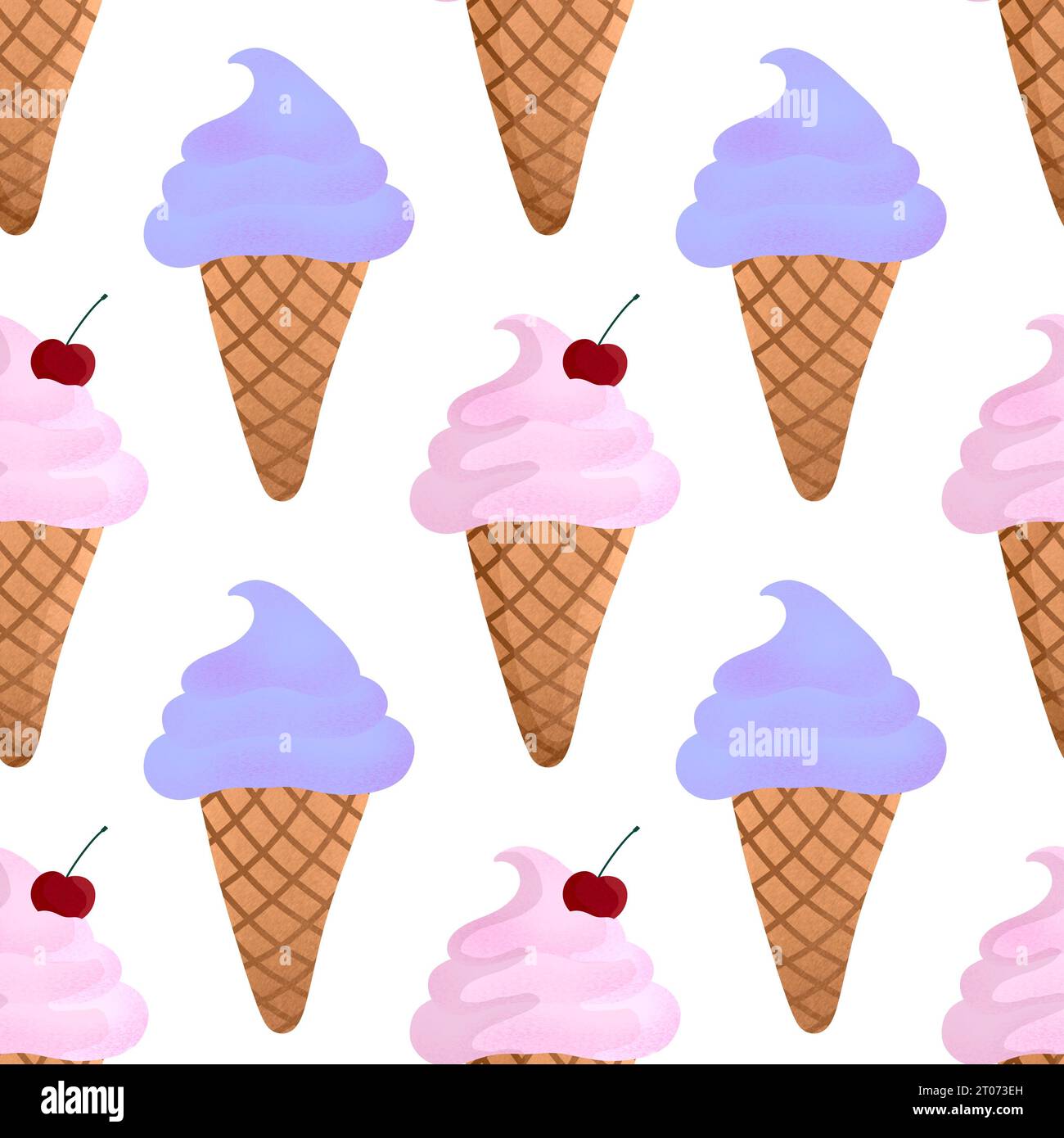 Summer cartoon seamless ice cream pattern for wallpaper and wrapping ...