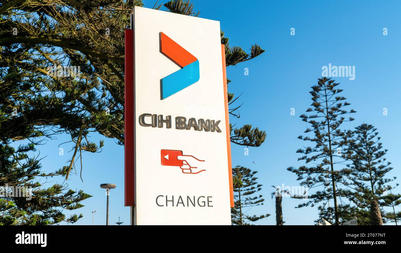 Fes Morocco 17 September 2022 CIH Bank Directional Signage CIH Fes Morocco 17 September 2022 CIH Bank Directional Signage CIH