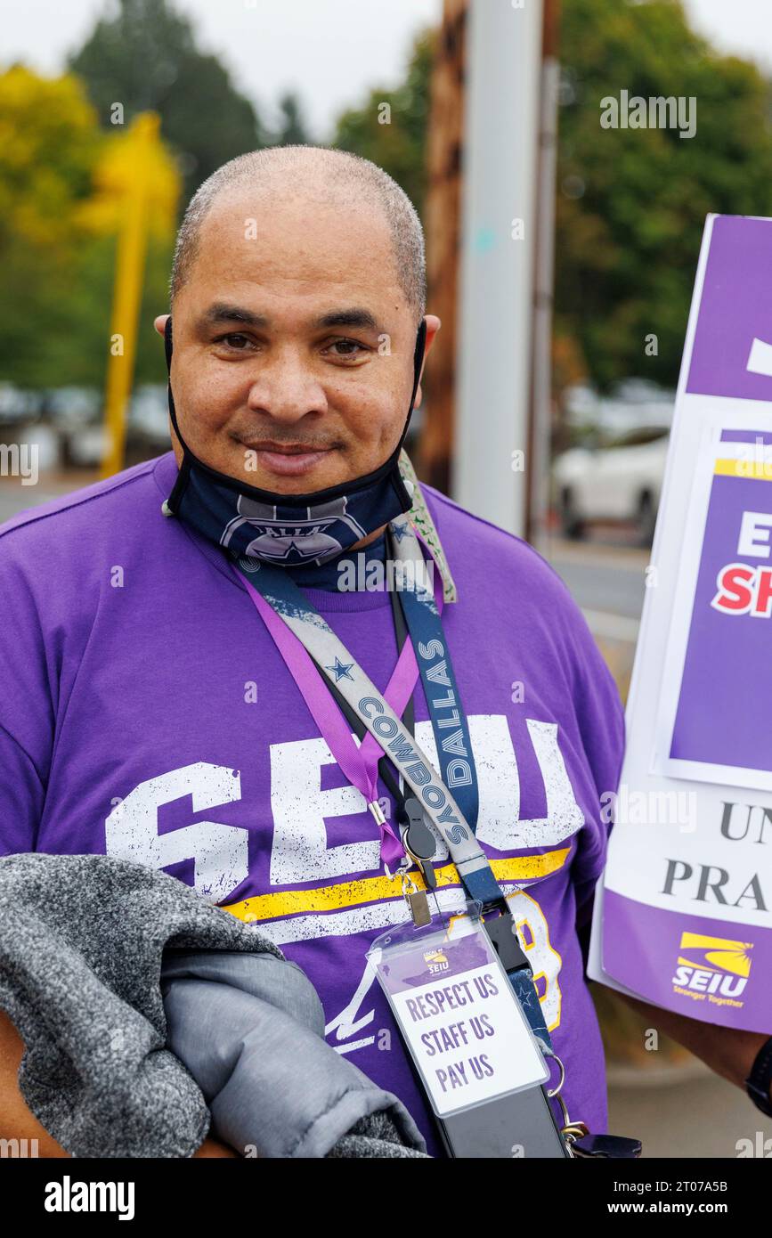Portland, USA. 04th Oct, 2023. David Bradford, a housekeeping worker