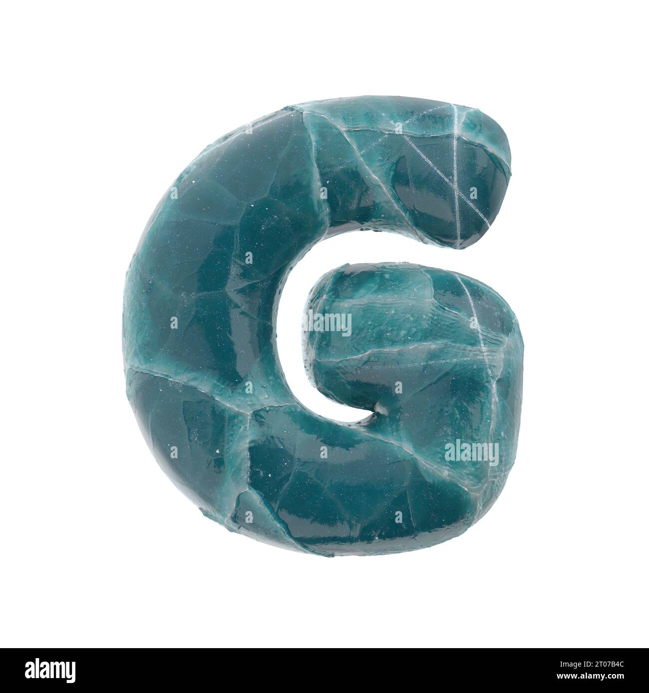 cracked ice letter G - Capital 3d frozen font - suitable for Nature, winter or Christmas related subjects Stock Photo