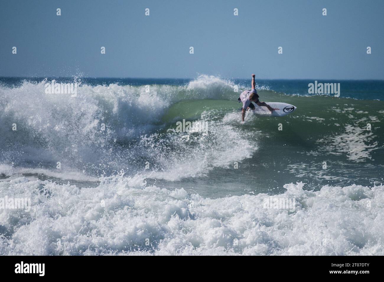 Australian pro surfer Kael Walsh at Quiksilver Festival celebrated in Capbreton, Hossegor and Seignosse, with 20 of the best surfers in the world hand Stock Photo