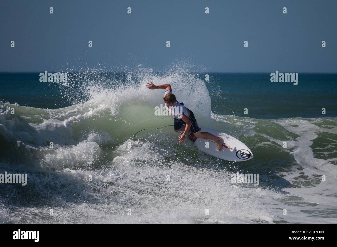 Australian pro surfer Kael Walsh at Quiksilver Festival celebrated in Capbreton, Hossegor and Seignosse, with 20 of the best surfers in the world hand Stock Photo