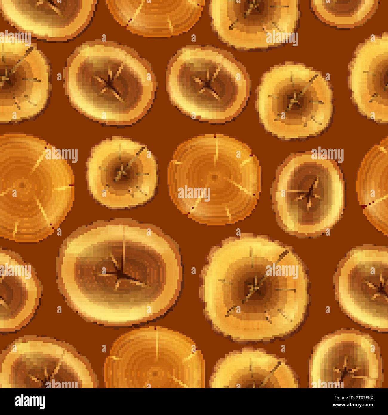 Wood seamless pattern with top view stumps texture vector illustration Stock Vector