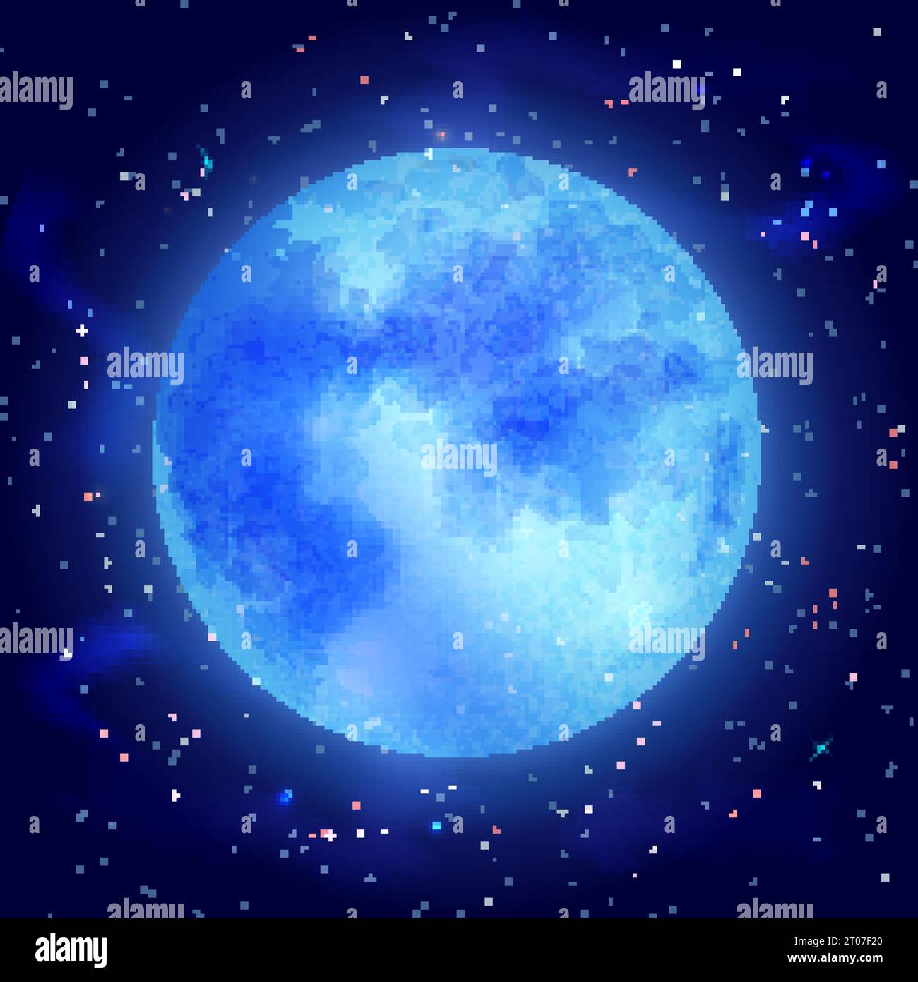 Big glowing moon with stars on dark cosmos background vector ...