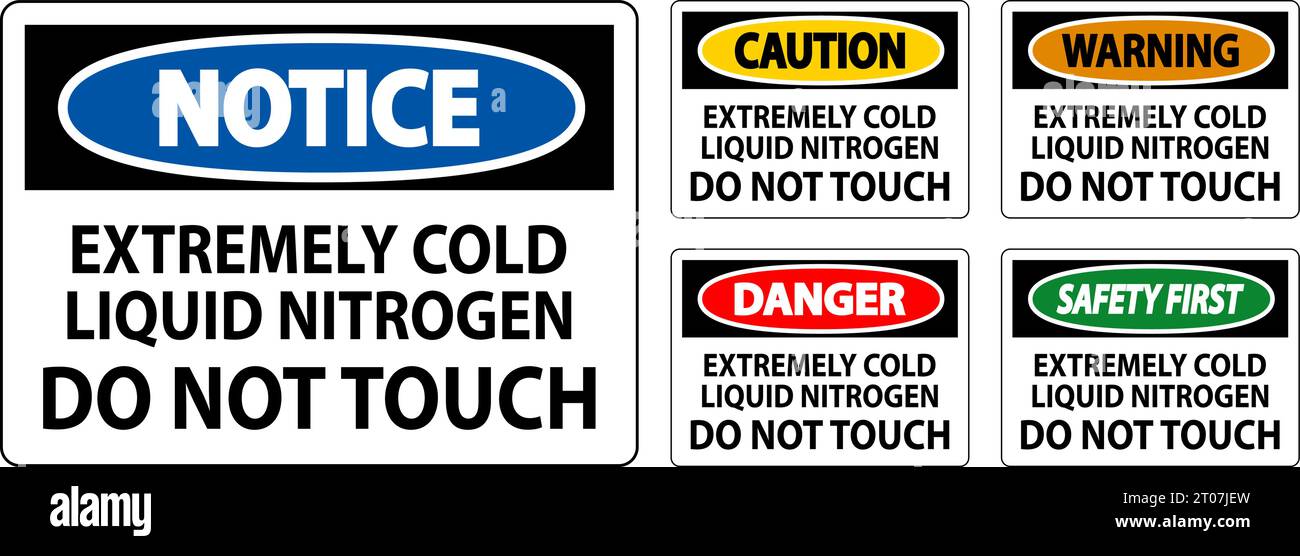 Caution Sign Extremely Cold Liquid Nitrogen Do Not Touch Stock Vector