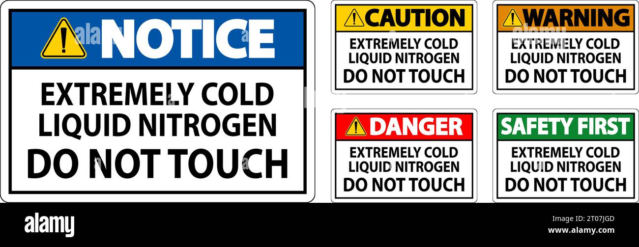 Caution Sign Extremely Cold Liquid Nitrogen Do Not Touch Stock Vector