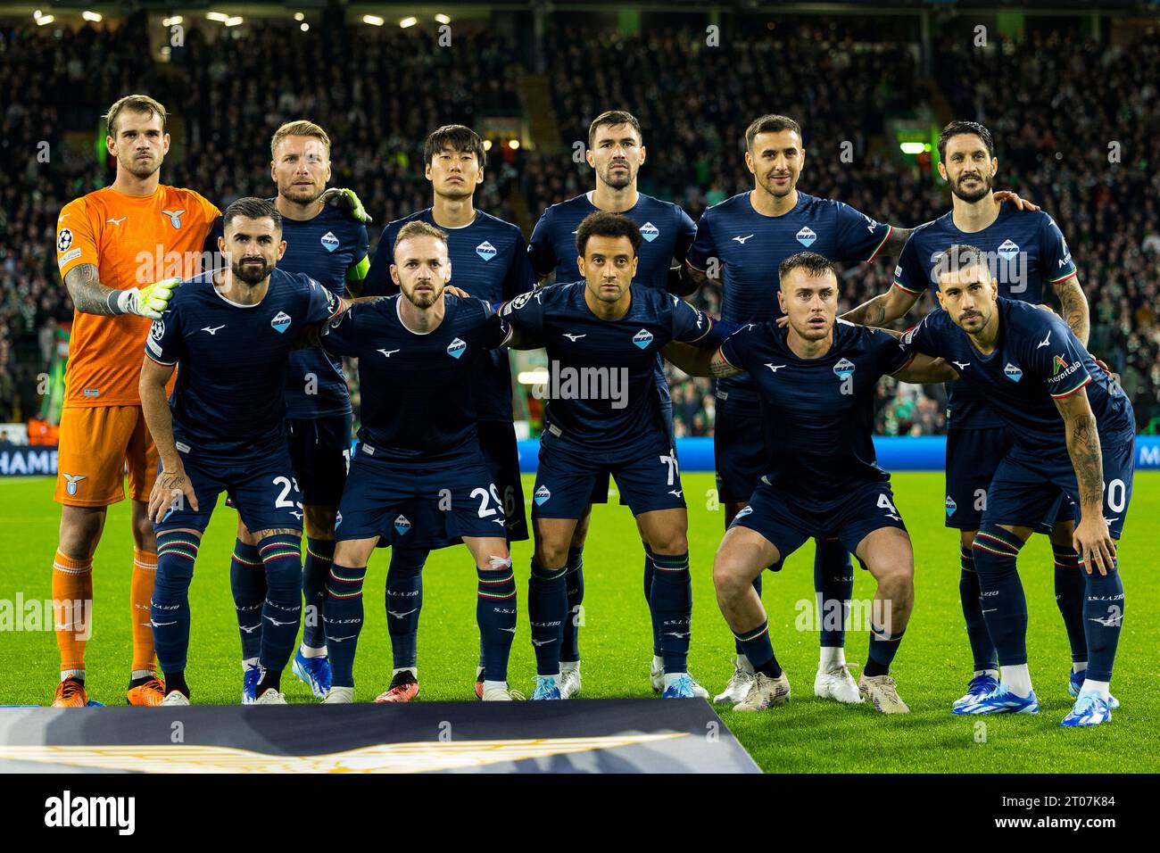 Glasgow, Scotland. 04 October 2023.  The Lazio starting 11  Celtic Vs Lazio - UEFA Champions League, Group E  Credit: Raymond Davies / Alamy Live News Stock Photo