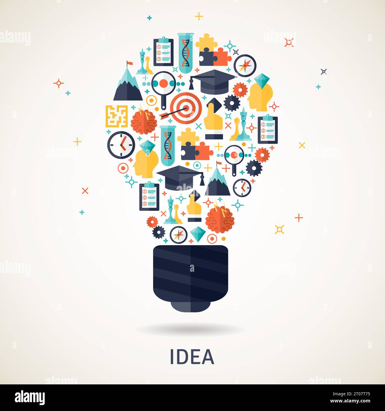 Business idea and planning concept illustration in a lamp shape flat ...