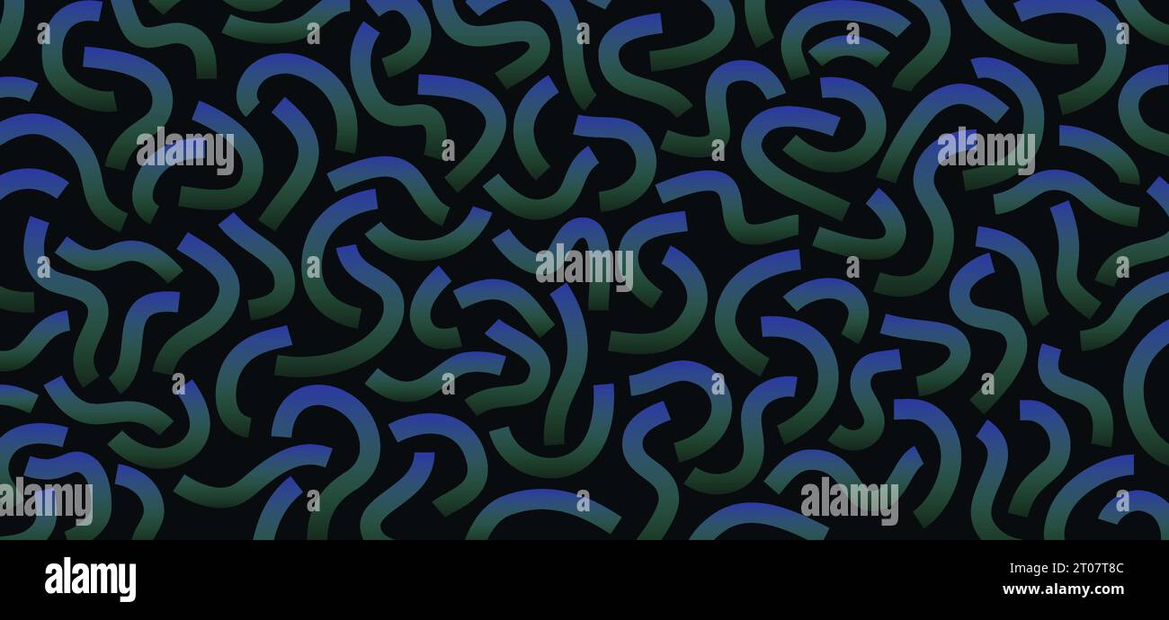 Gradient doodle pattern. Funny pattern. Curved lines isolated on dark background. Stock Vector