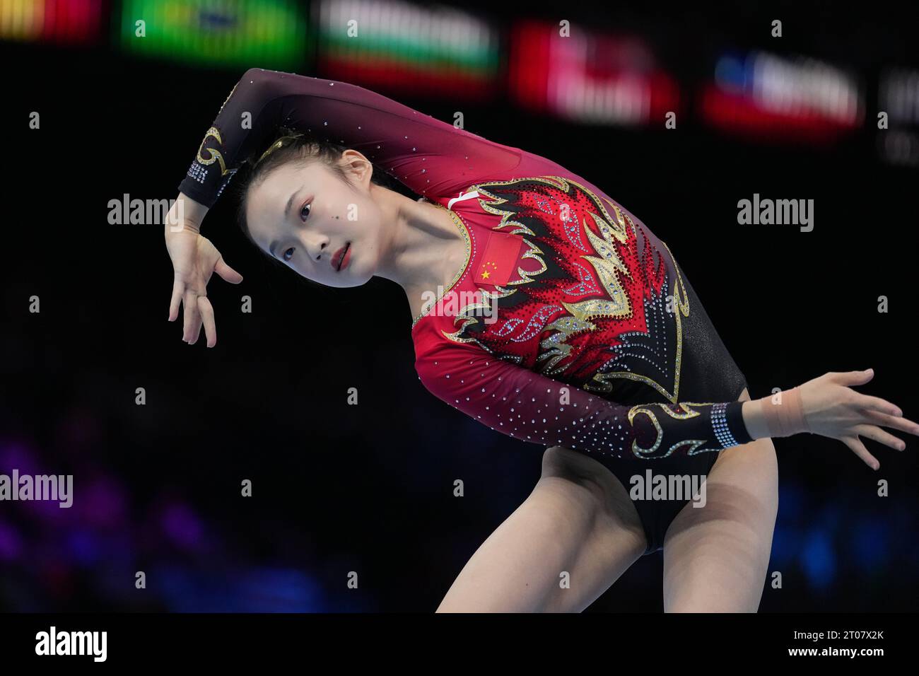 Antwerp, Belgium. 4th Oct, 2023. Zhou Yaqin of China competes on the