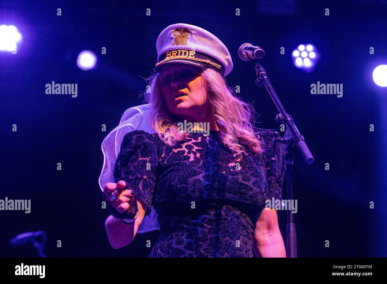 Gretchen Lieberum performs with Maya Rudolph on stage with Prince cover band Princess on rooftop