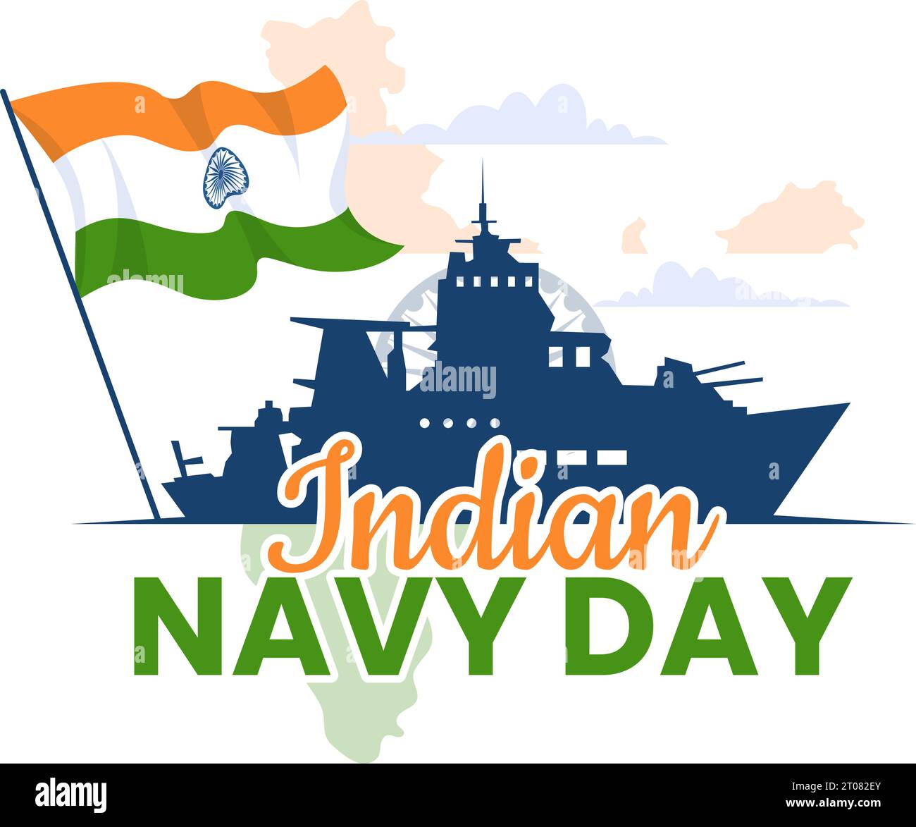 Indian Navy Day Vector Illustration on December 4 with Fighter Ships for People Military Army Saluting Appreciating Soldiers in Background Design Stock Vector