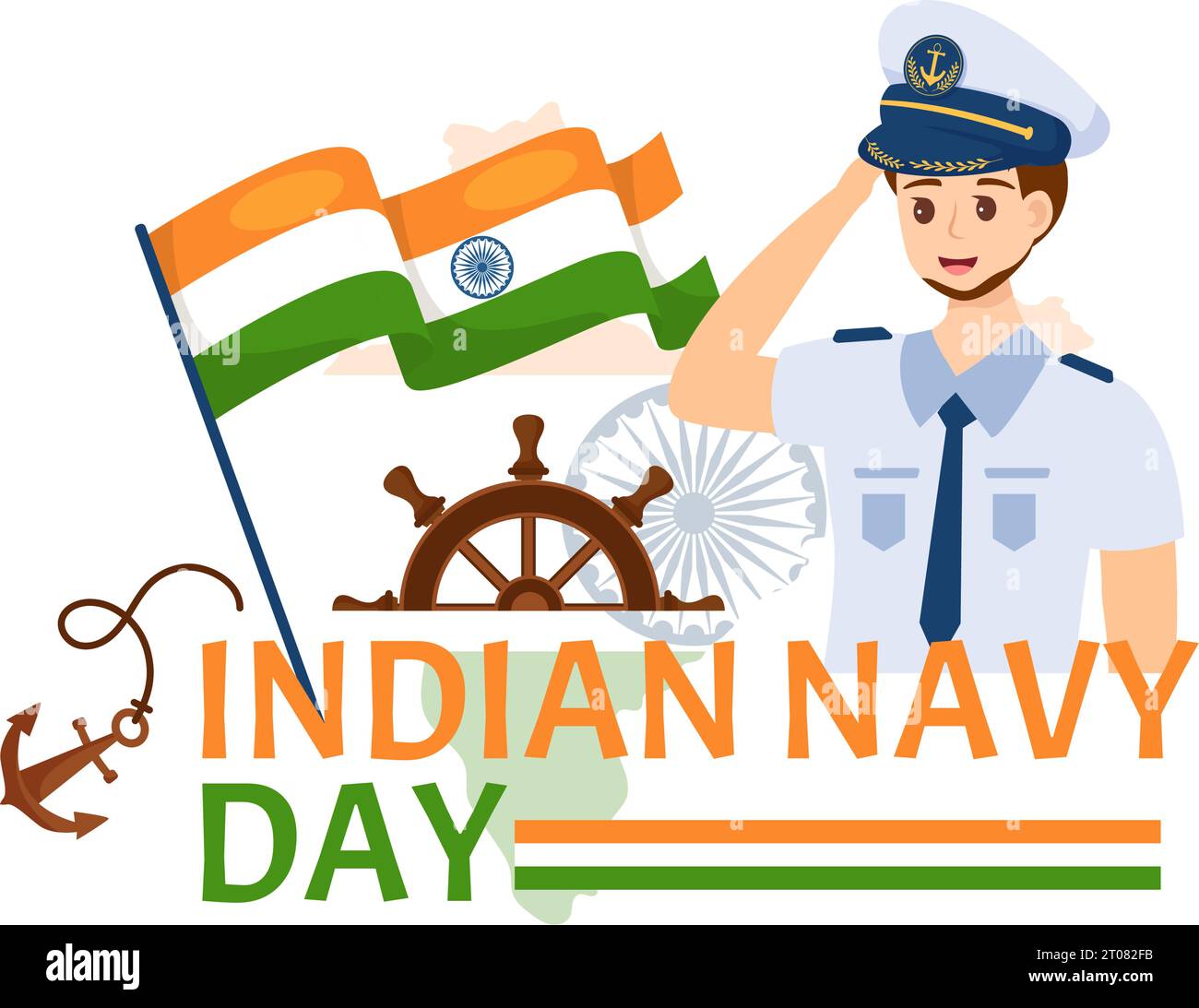 Indian Navy Day Vector Illustration on December 4 with Fighter Ships for People Military Army Saluting Appreciating Soldiers in Background Design Stock Vector