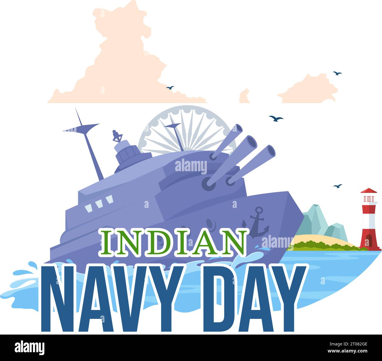 Indian Navy Day Vector Illustration on December 4 with Fighter Ships for People Military Army Saluting Appreciating Soldiers in Background Design Stock Vector