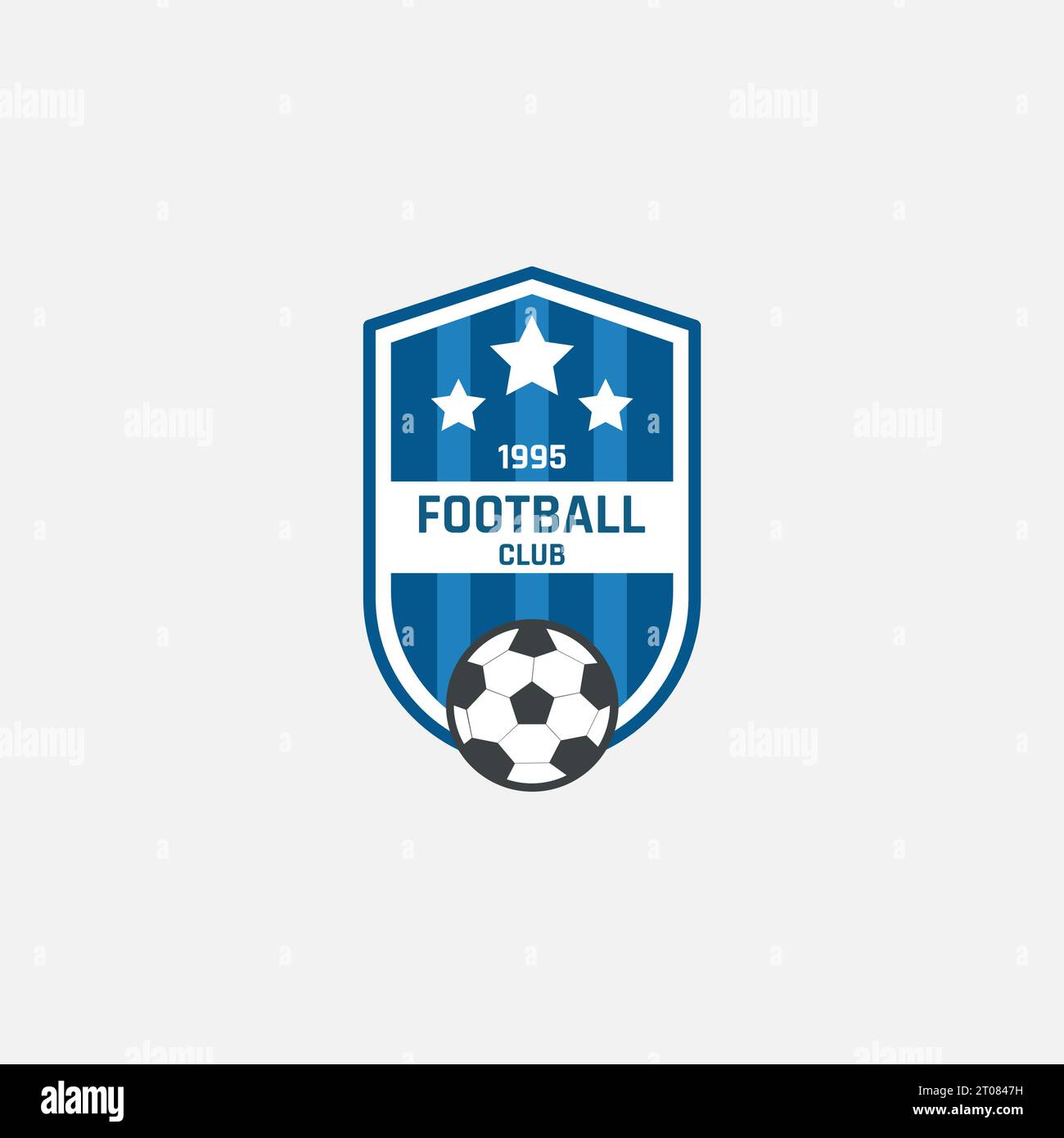 Football club emblem logo with a blue shield. Stock Vector