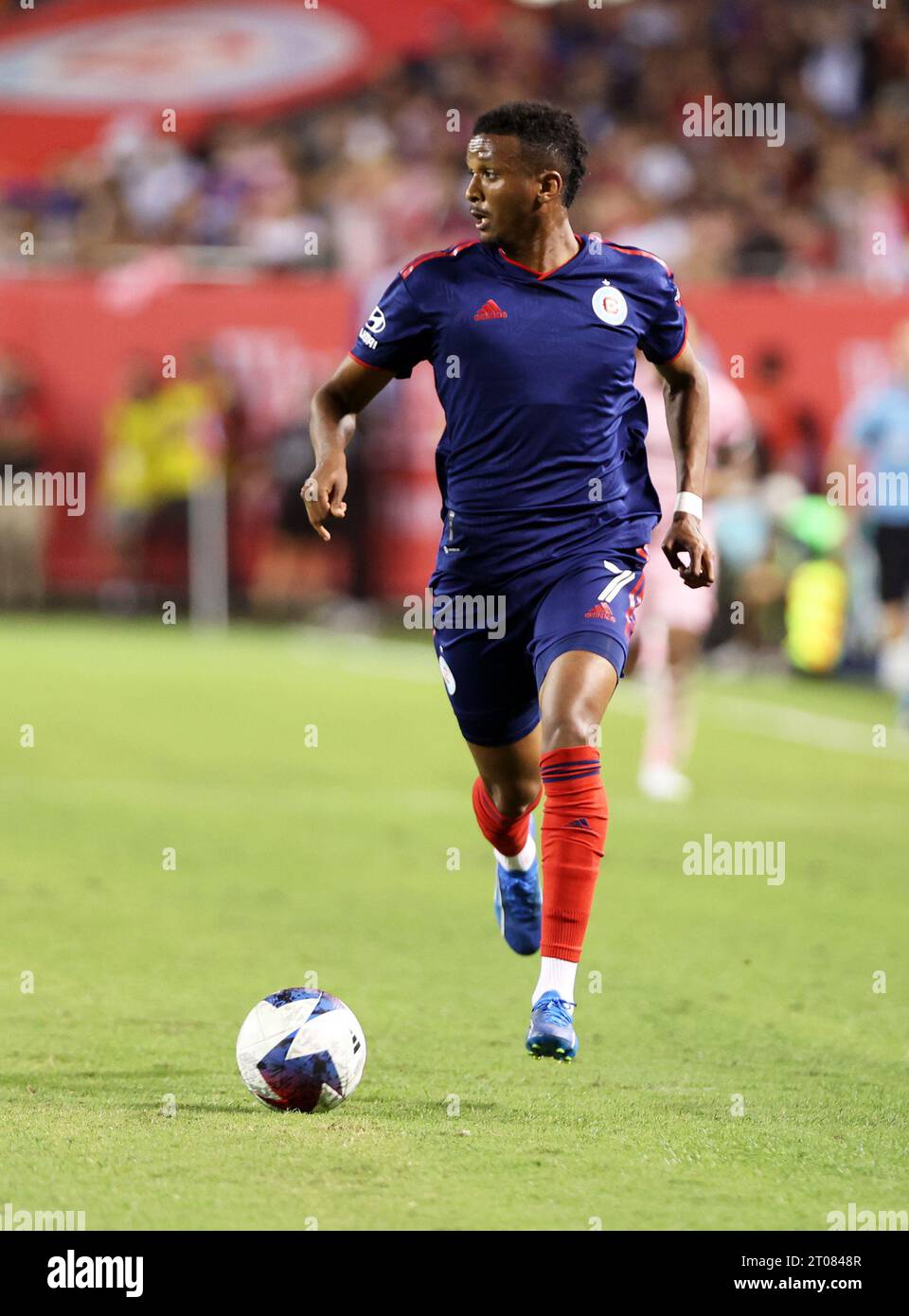 Chicago, USA, 04 October 2023. Major League Soccer (MLS) Chicago Fire FC's Maren Haile-Selassie handles the ball against Inter Miami CF at Soldier Field in Chicago, IL, USA. Credit: Tony Gadomski / All Sport Imaging / Alamy Live News Stock Photo
