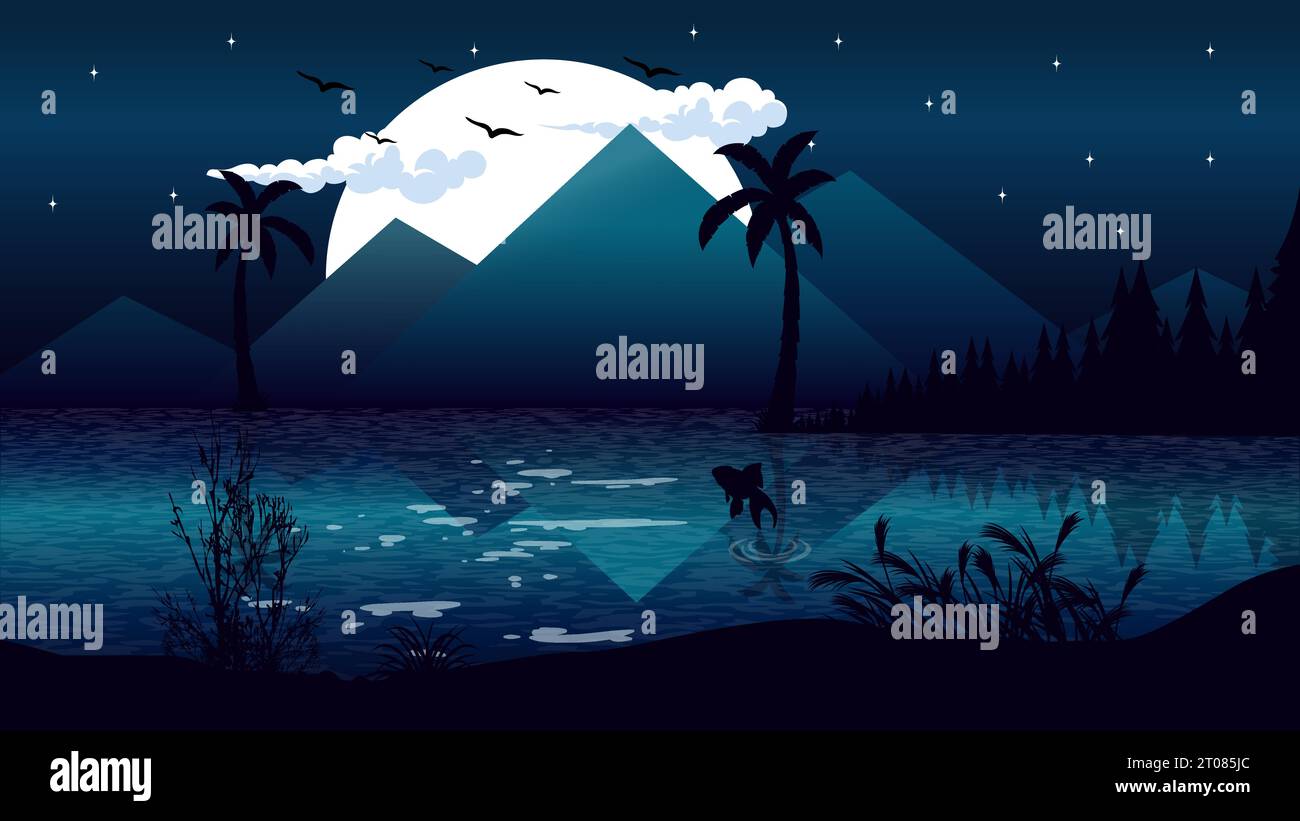 Nature Landscape Vector Illustration, Wallpaper, Background, Digital ...