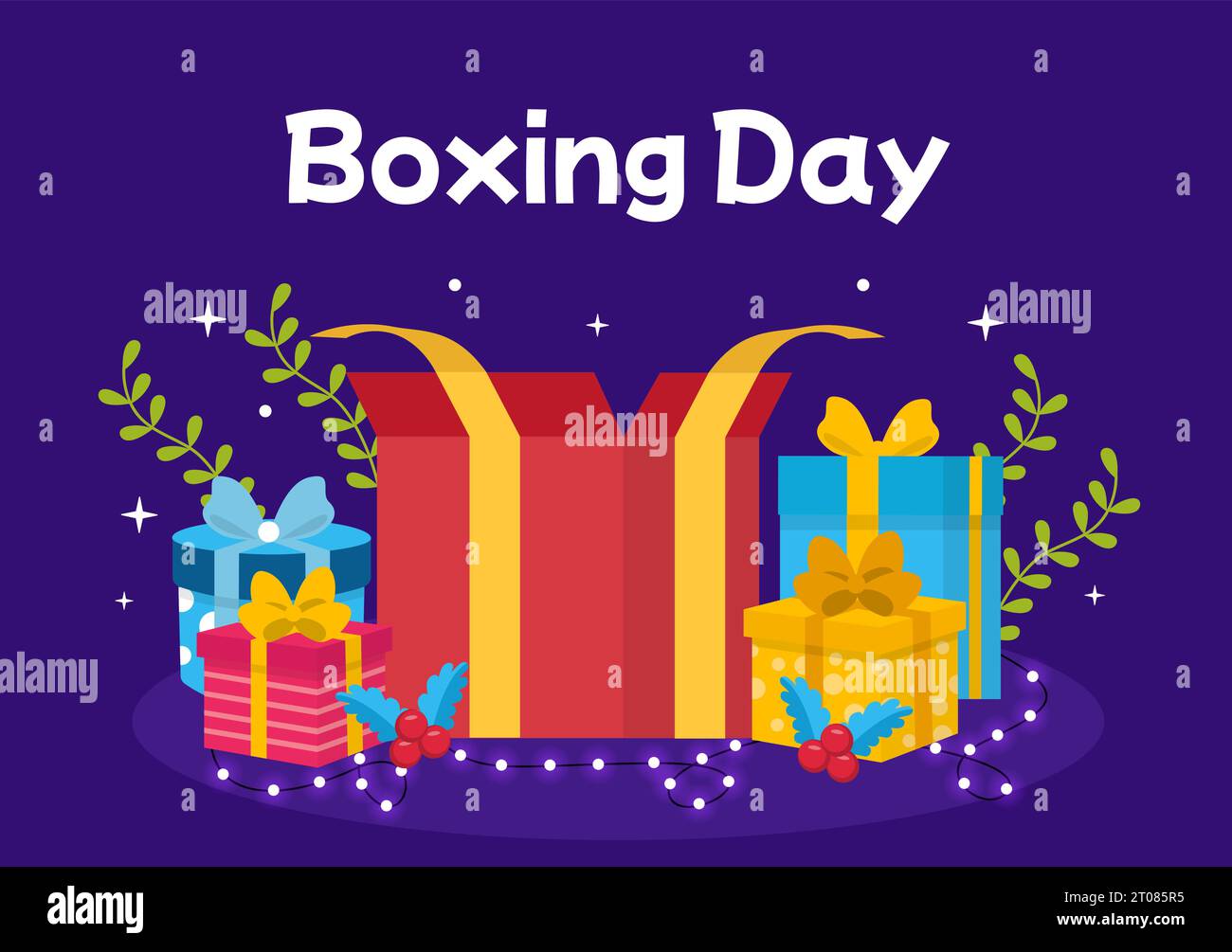 Boxing Day Sale Vector Illustration with Discount Special Offer Tag Price and Gift Box in Flat Cartoon for Promotion Advertising Background Design Stock Vector