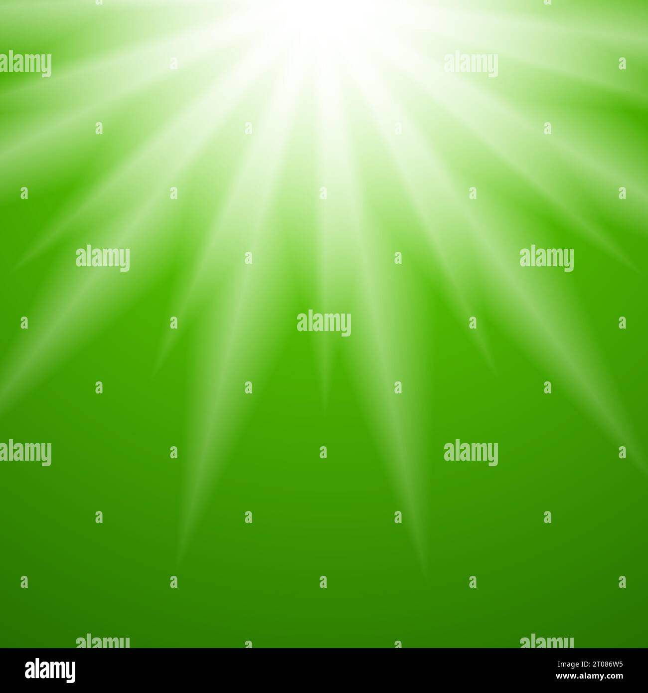 Green sunny glowing smooth rays abstract background. Vector design Stock Vector