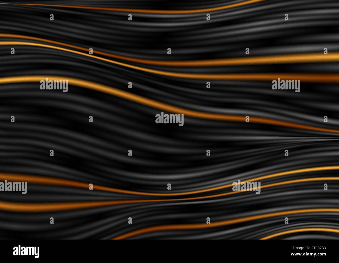 Black bronze curved smooth wavy lines abstract background. Vector design Stock Vector